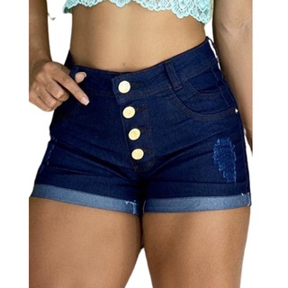 Short Jeans Cós Alto Bermuda Feminina Luxo Cintura Alta Modela Bumbum  Blogueira Promoção Imperdivel!