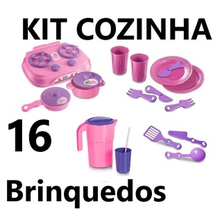 Brinquedo Menina Cozinha Geladeira Comida Eletro Prato 22pç