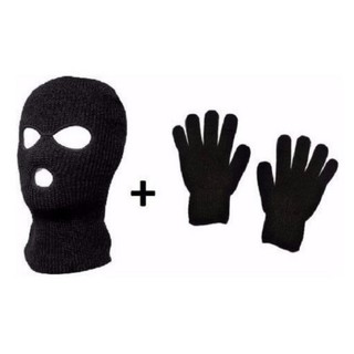 Kit Touca Ninja + Luva De Lã Balaclava Gorro Capuz kit Termico Motoqueiro Frio Inverno Promoção