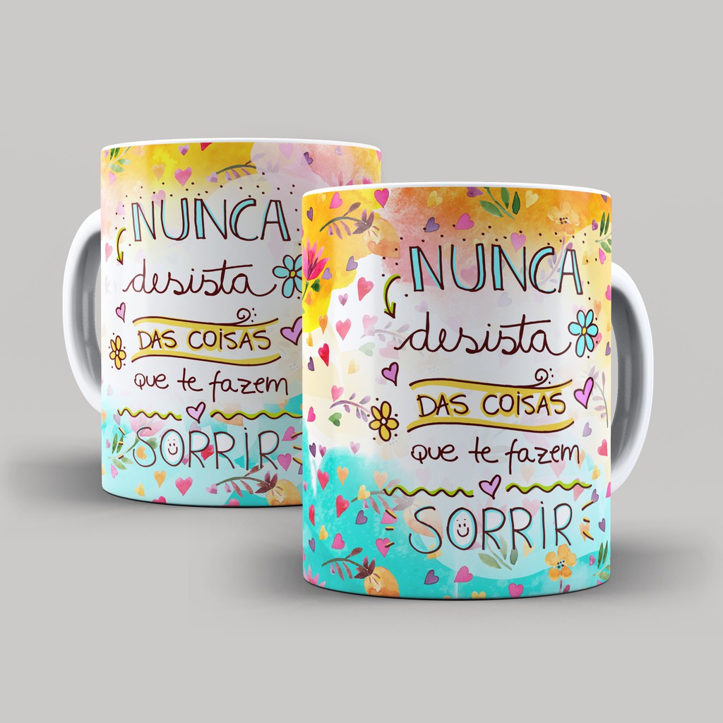 Caneca Porcelana Frases de Motivação Insista, Persista E Nunca Desista  Presente