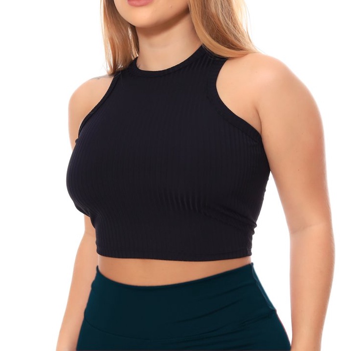 Cropped Top Nadador Canelado Com Forro Regata Blusinha Shopee Brasil