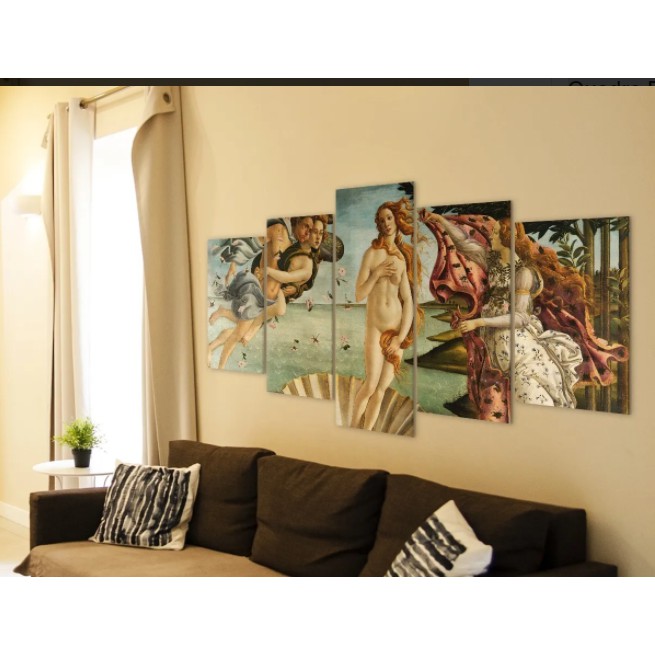 Quadro Decorativos kit 5 peças Sala, Quarto, Escritório Cozinha Área de lazer Decoração MDF O Nascimento De Vênus
