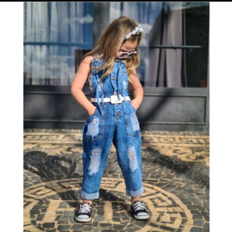 Macacao jeans sales comprido infantil