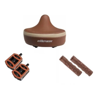 Kit Bicicleta Vintage Retrô Selim Mola Pedal Manopla Couro