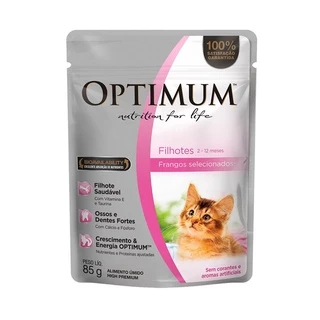 Ração Úmida Optimum Cat Sache Filhotes Frango 85g