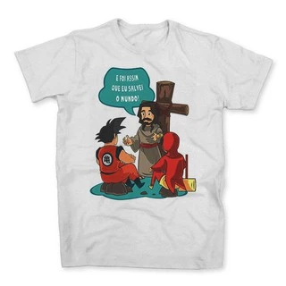 Camiseta Algodao Jesus Cristo Super Heroi Religiosa Crista Cristao Catolica Fe Faith Nosso Senhor Deus Goku Chapolin Nervous Nvs