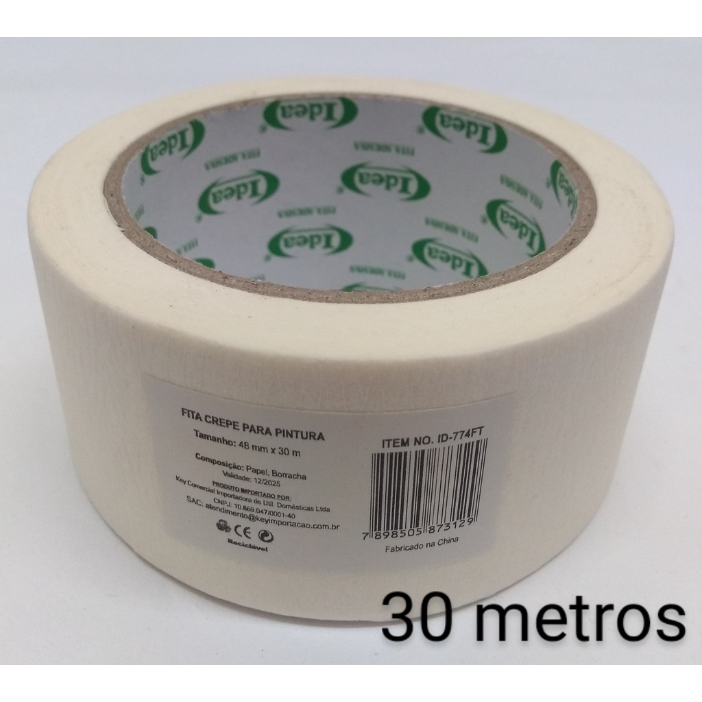 Fita Crepe Larga para Pintura 30 metros x 48 mm IDEA | Shopee Brasil