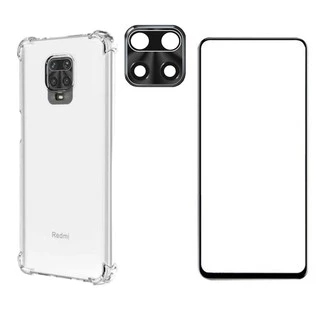 Kit Celular Redmi Note 9s / Note 9 Pro / Note 9 Pro Max Blindado Capa Anti impacto Xiaomi + Película 3D Full Cover + Película Para Câmera