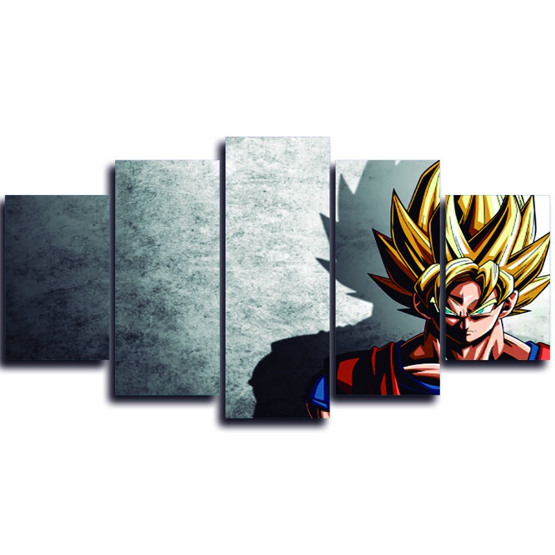 Quadro Decorativo Dragon Ball Goku Super Sayajin 5 Peças