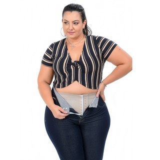 Calça Capri Jeans Plus Size com cinta modeladora super Lipo em Promoção na  Americanas