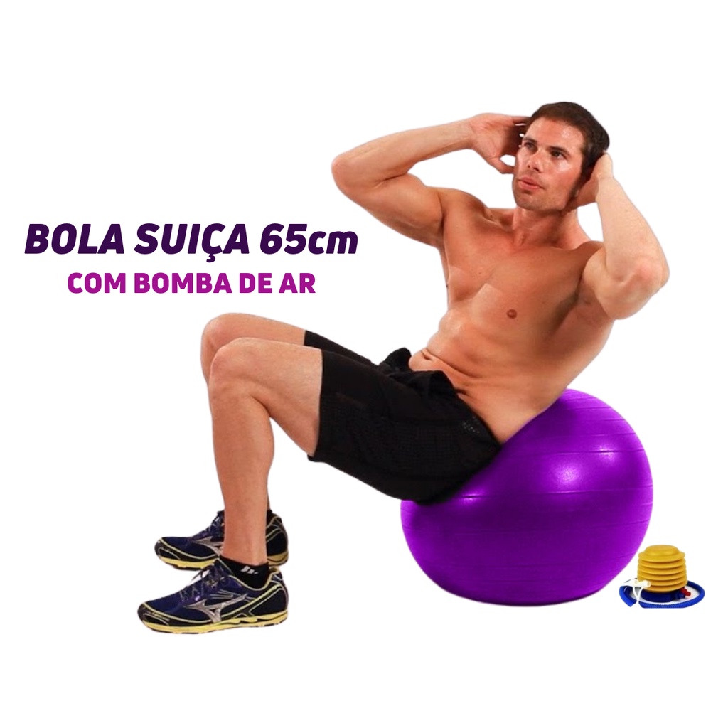 Bola Suiça Fisioterapia e Pilates Roxa 65cm Anti Explosão Bravus