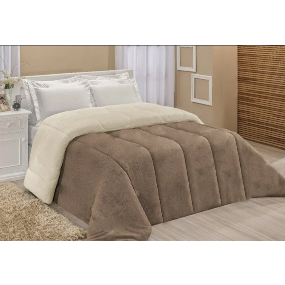 Coberdrom Sherpa Casal Queen Edredom e Cobertor Grosso Inverno 2,40x2,20m