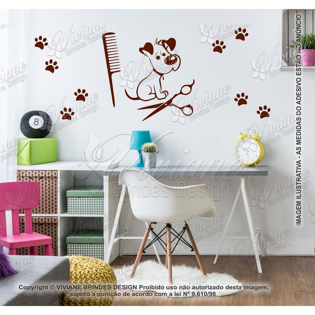 Adesivo Decorativo Porta Cachorros Pet Shop Dog Fofinhos - ColorMyHome -  Adesivo para Porta - Magazine Luiza