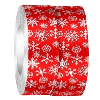 Fita vermelha cetim estampada artesanato natal flocos de neve