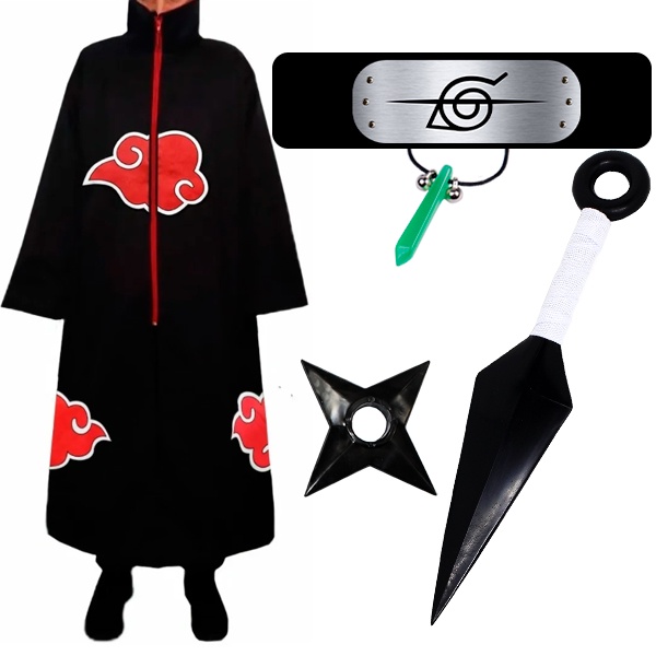 Kit Naruto Boruto - Bandana Aldeia da Folha + Colar / Pingente Tsunade +  Anel Akatsuki Itachi : : Moda