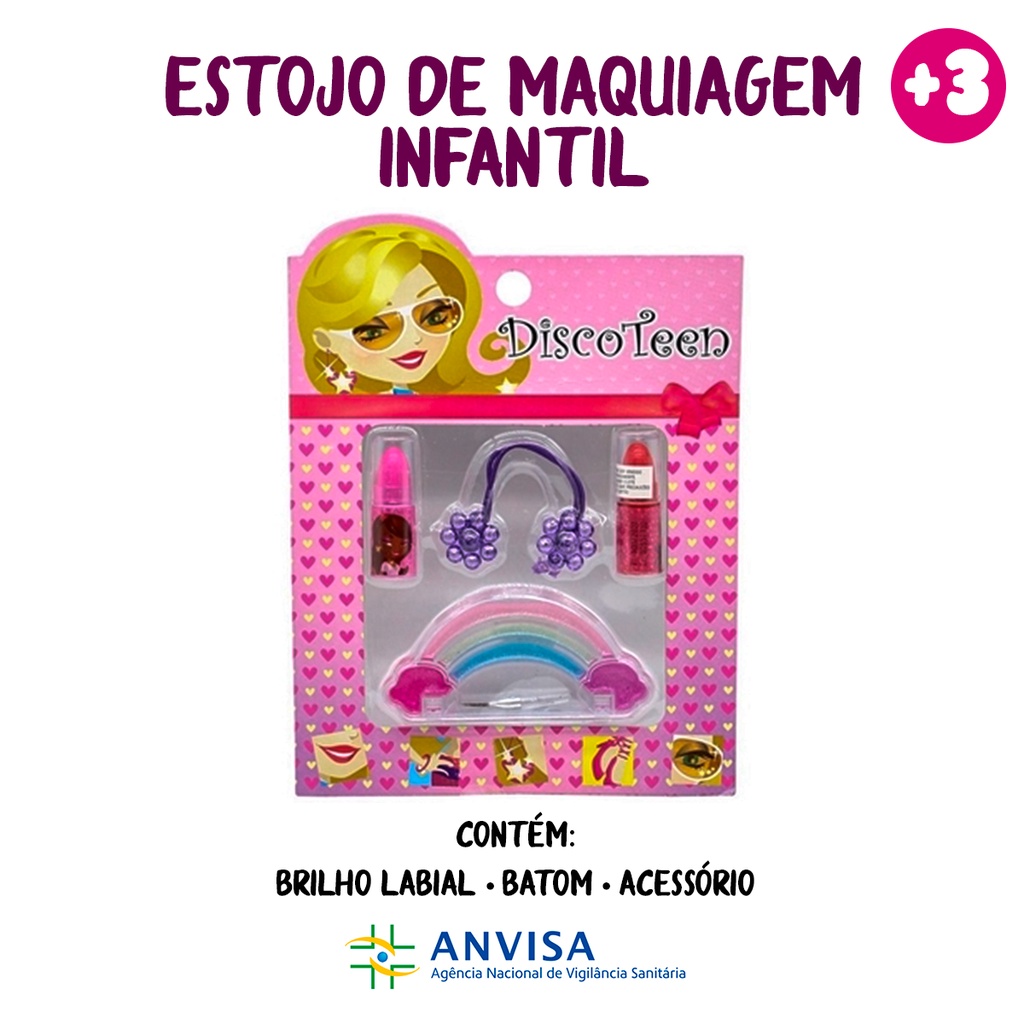 Kit Maquiagem Infantil Unicornio DiscoTeen Estojo Brinquedo - Kit