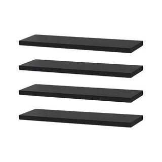 Kit 4 Prateleiras 30cm MDF Preto Nicho Sala Quarto Cozinha Banheiro