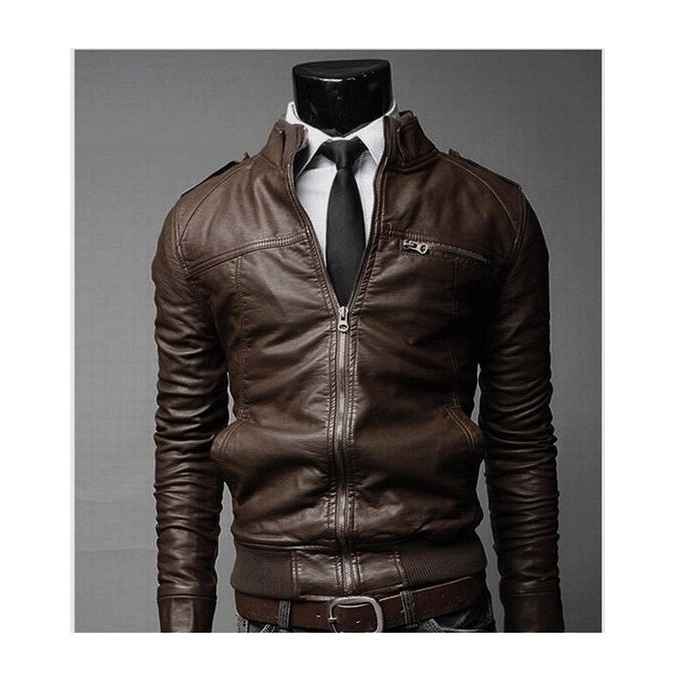 RATS STAND COLLAR LEATHER JACKET カウレザー Men's Stand Collar Leather Jacket Motorcycle Lightweight Faux