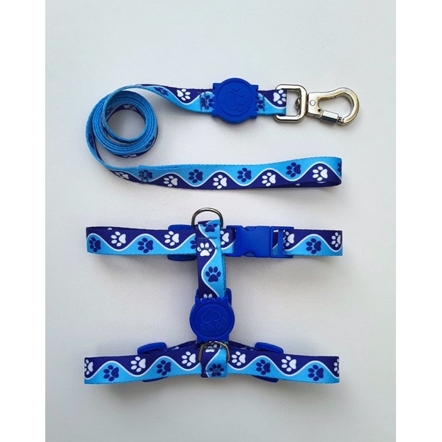 Peitoral H Anti Puxão Azul de patinhas