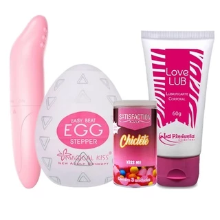 KIT EGG Massageador Peniano + Vibrador SPOT + Lubrificante Íntimo LOVE LUB + BOLINHA SEXO