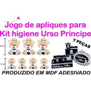 Aplique Para Kit Higiene Urso Principe Em Mdf Adesivado COMBO COM 2 KITS ONDE VOCÊ ESCOLHE OS TEMAS, BASTA ENVIAR NO CHAT.