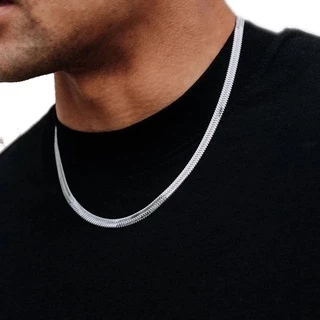Corrente Prata Laminada 60cm 3mm Em Aço Inox 316l Masculina