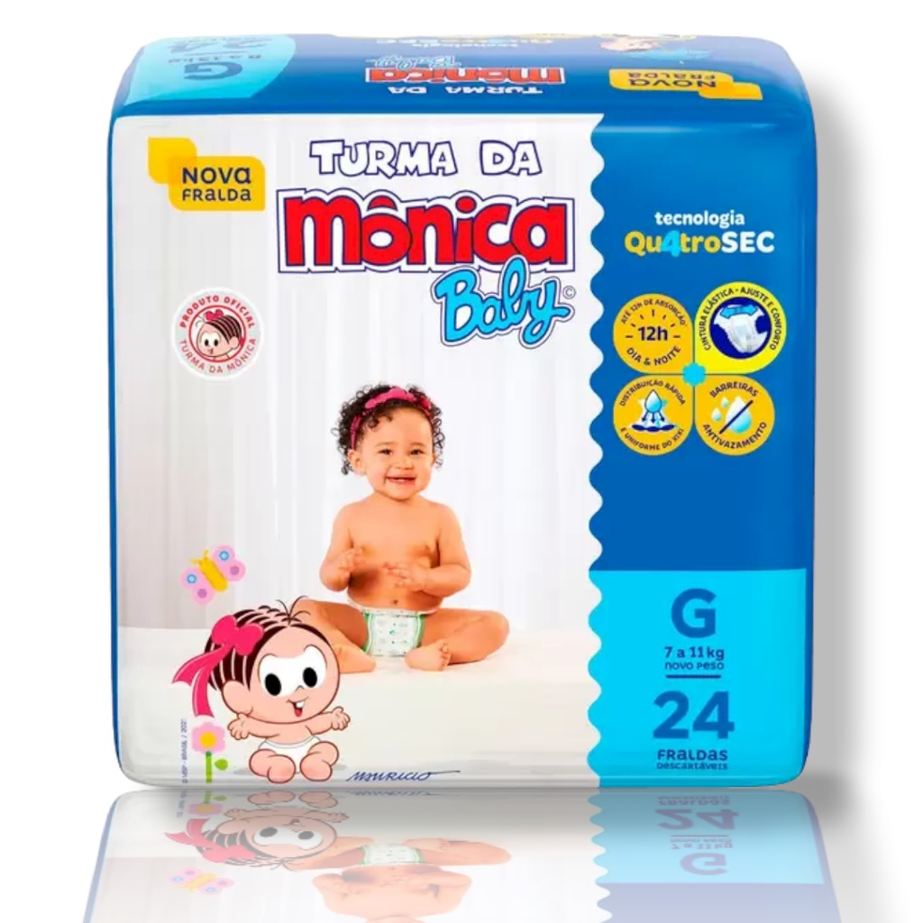 Fralda Turma Da Mônica Baby Qu4troSEC Jumbo G-24 unidades (NOVA LINHA ...