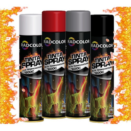 TINTA ALTA TEMPERATURA SPRAY RADCOLOR 400ML KIT CO 2 TUBOS