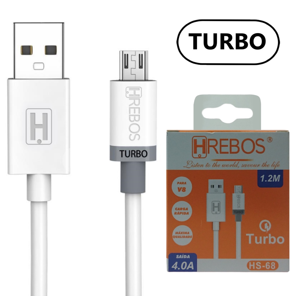 cabo turbo micro USB V8 original Hrebos 1.20 metros cabo de alta ...
