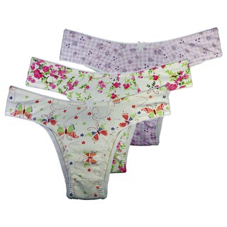 Kit 12 Calcinhas Em Algodão Tanga Estampadas Sortidas