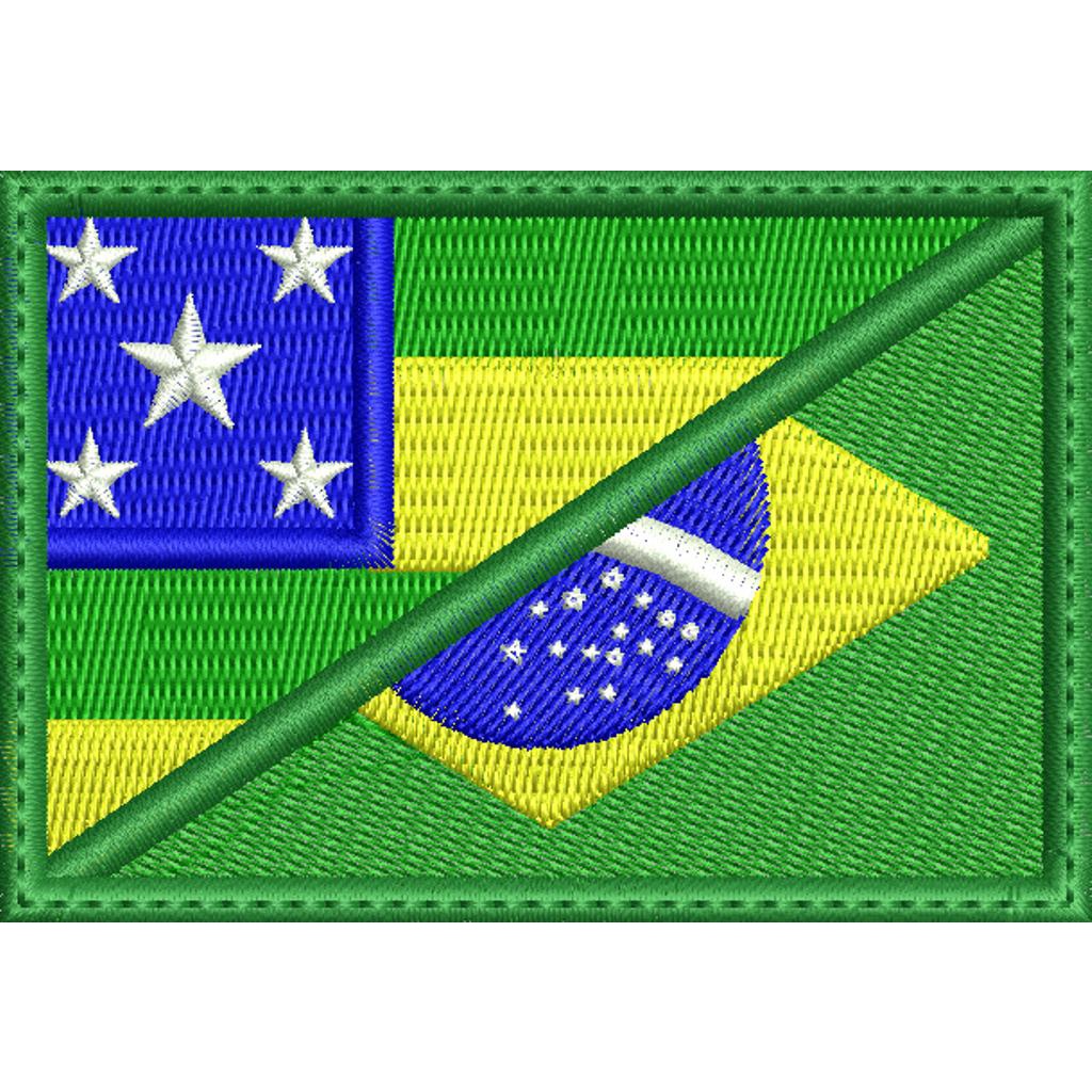 Patch Bordado 8x5 cm Bandeira do Brasil NEGATIVA com carrapicho ou sem  carrapicho, para costurar ou termo colante.