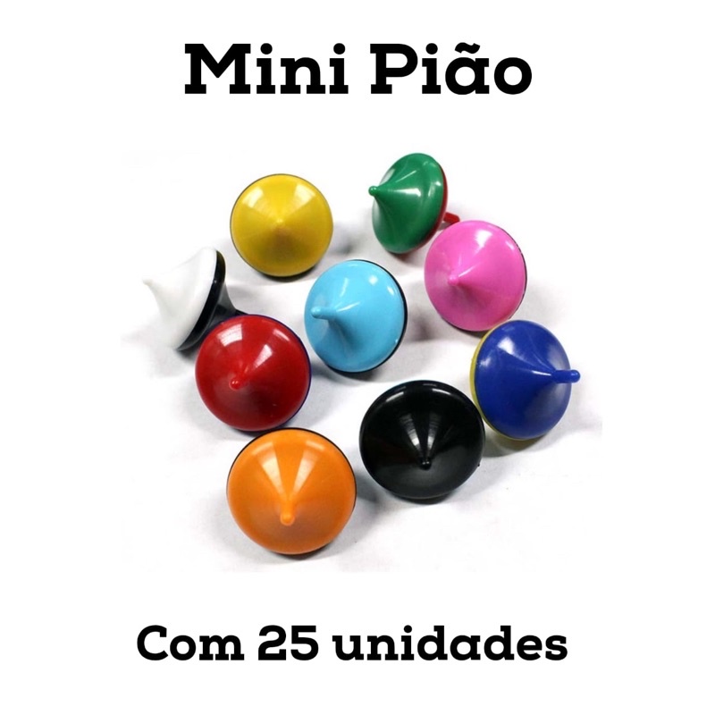 Mini Piões Coloridos, 6 Unid.