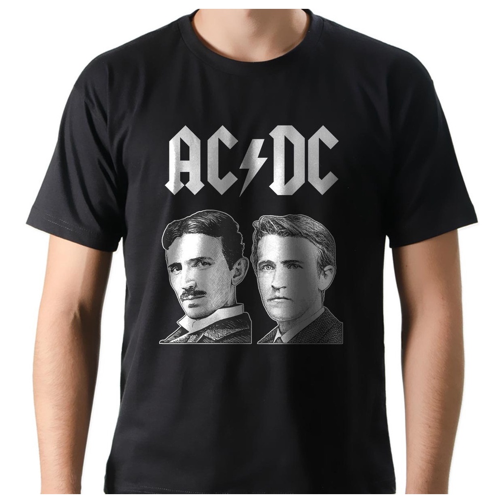 Camiseta Camisa Geek ACDC Ciência Nikola Tesla Thomas Edison 100% ...