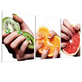 Kit 3 Placas Quadros Decorativos 20x28 Mdf Manicure Esmalteria Nails Frutas