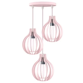 Pendente Luminária Trio Rosa Bebê Cabo Cristal Bolinha