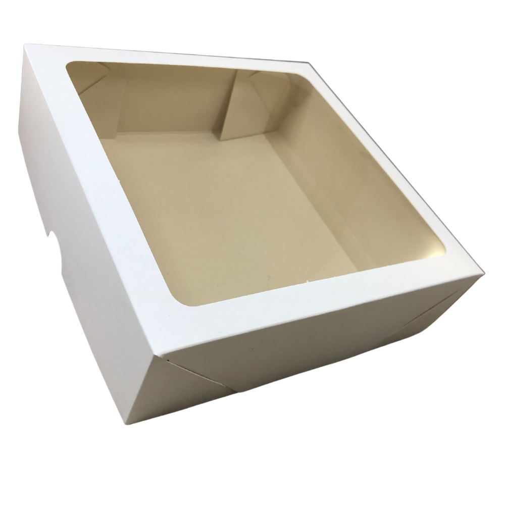 Caixa Para Doces Trufas Bombom 20x20x6 Branca Com Visor - 20 Unidades