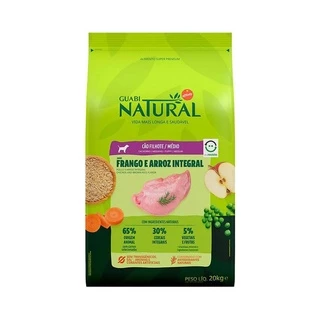Ração Guabi Natural Cães Filhotes Porte Médio Frango e Arroz Integral 20kg