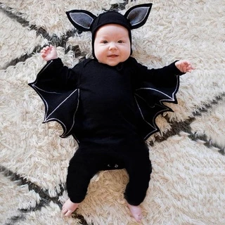 Halloween Recém-Nascido Roupas Para Bebês Meninos Meninas Morcego Cosplay Fantasia Manga Longa Romper Hat Outfits
