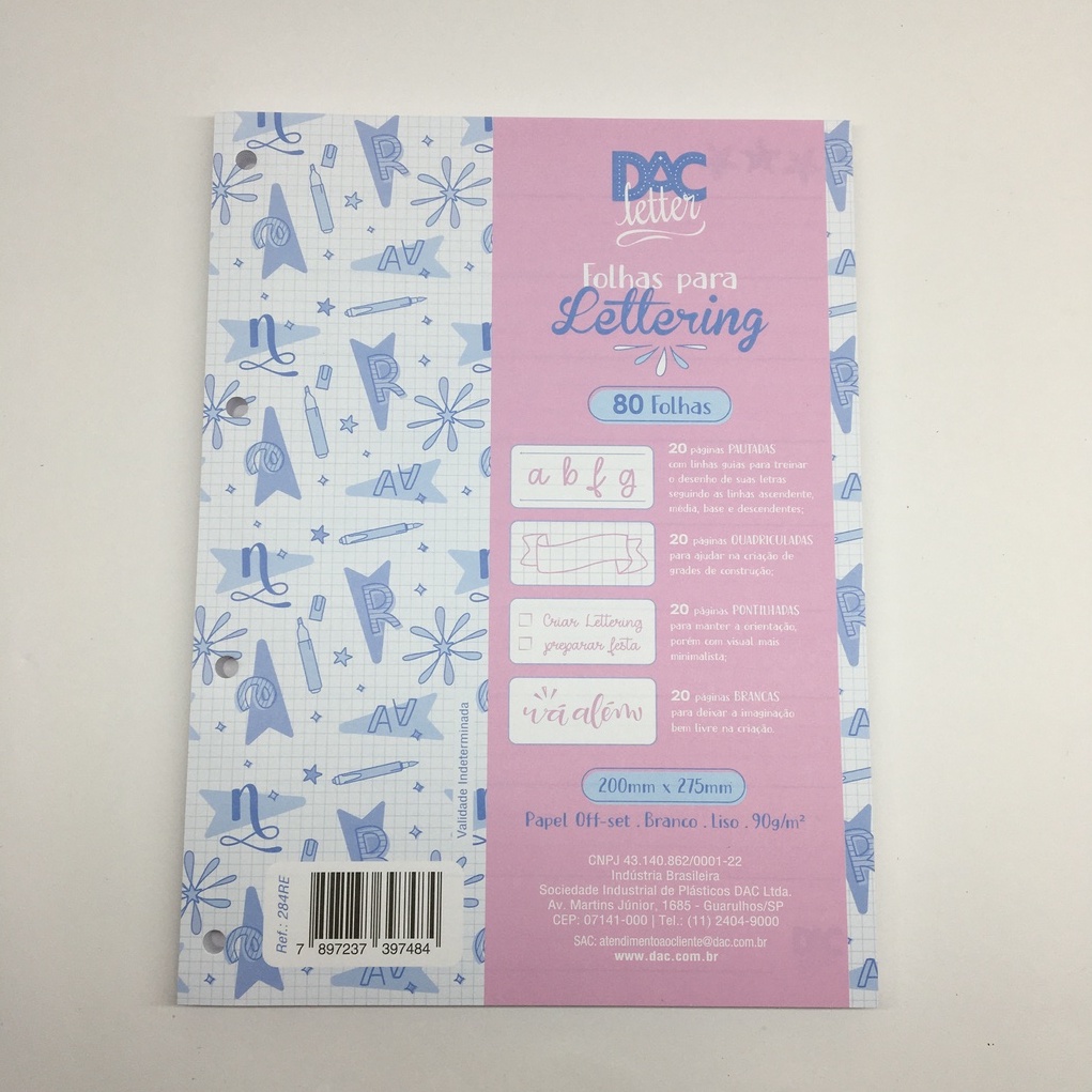 Refil P/ Caderno Argolado Lettering 80Fls DAC | Shopee Brasil