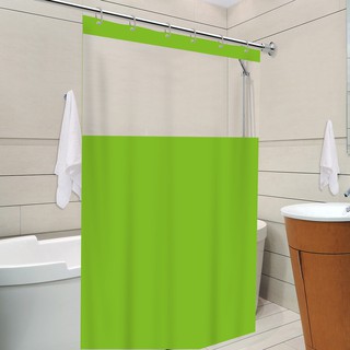 Cortina para Box Banheiro Verde Com Visor Plástico 100% PVC Transparente com Ganchos