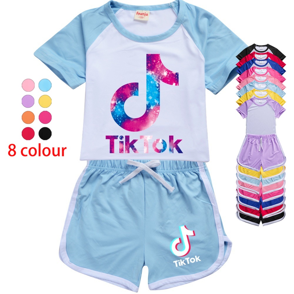 TIK TOK Summer Meninos E Meninas Camiseta De Manga Curta + shorts Impressão  De Desenhos Animados De Roupas Em Casa Usam Esportivas 2 Peças/set | Shopee  Brasil