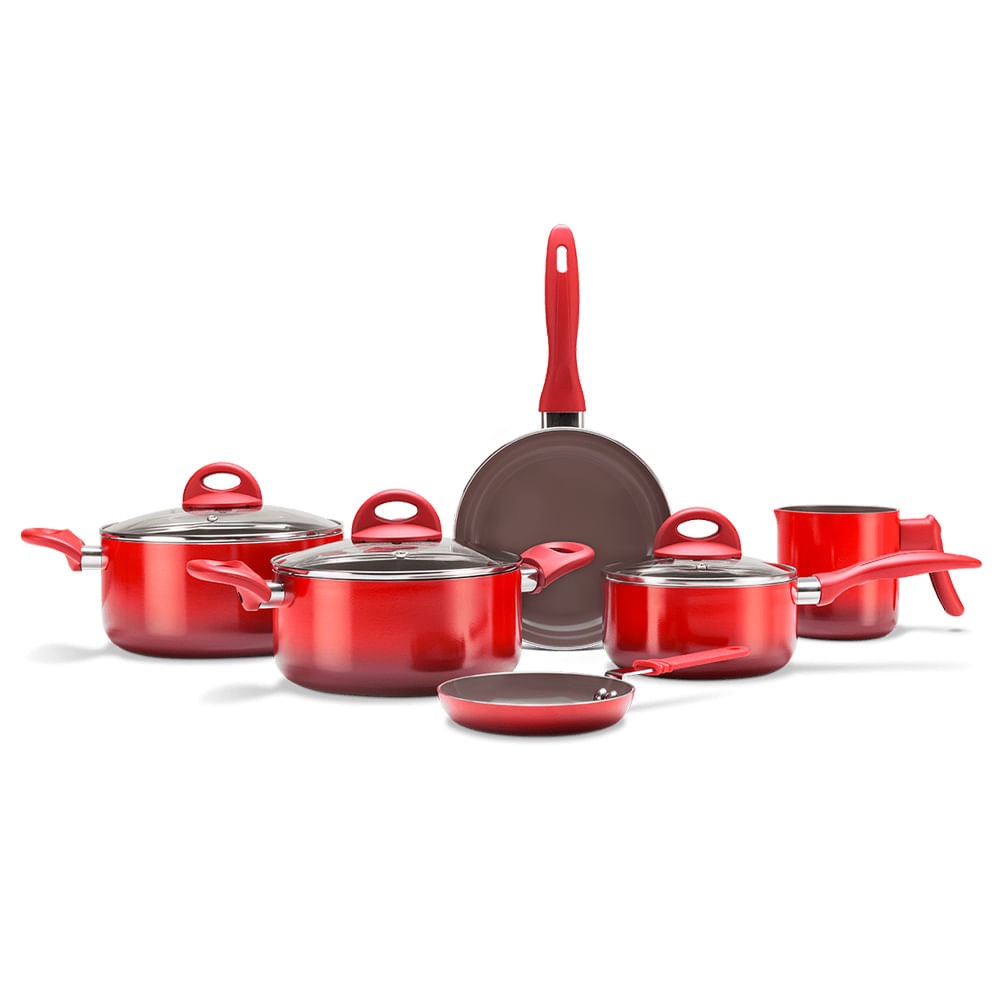 Conjunto Panelas Ceramic Life Smart Plus 6 Peças Vermelho Brinox