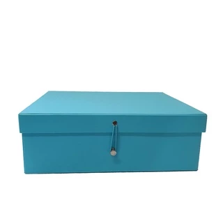 Caixa Cartonada Para Presentes ou Utilitária Tam 20x20x8 Modelo Tampa Presa Fechamento Pino e Elastico Papelão Rígido