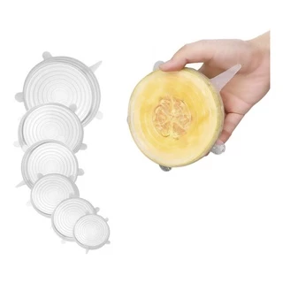 Kit 6 Tampas Silicone Panela Pote Fruta Universal Flexivel