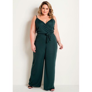 Macacão Plus Size Gordinha 46 ao 72 Alças Transpassado Pantalona