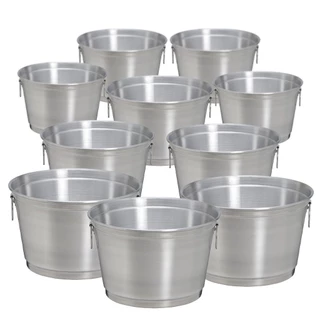 Kit Com 10 Balde Para Gelo E Cerveja De 9 Litros Em Aluminio