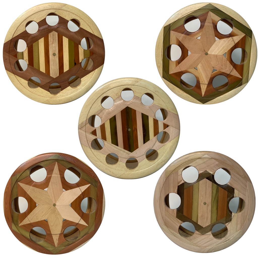 Carretilha Chilena Madeira Marchetada 10 Polegadas (25cm)