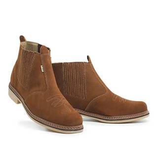 Botina Bota Country Rodeio Texana Couro Bovino Legitimo Solado Borracha Latex Anti Derrapante Pronta Entrega Tamanhos Especiais 33 ao 47 Nobuck Terra