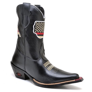 Bota Country Texana Bico FINO Salto Cano Alto USA Estados Unidos Preta