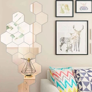 Espelho Para Decoração Para Quarto Sala Hexágonos Acrílico - 10unidades